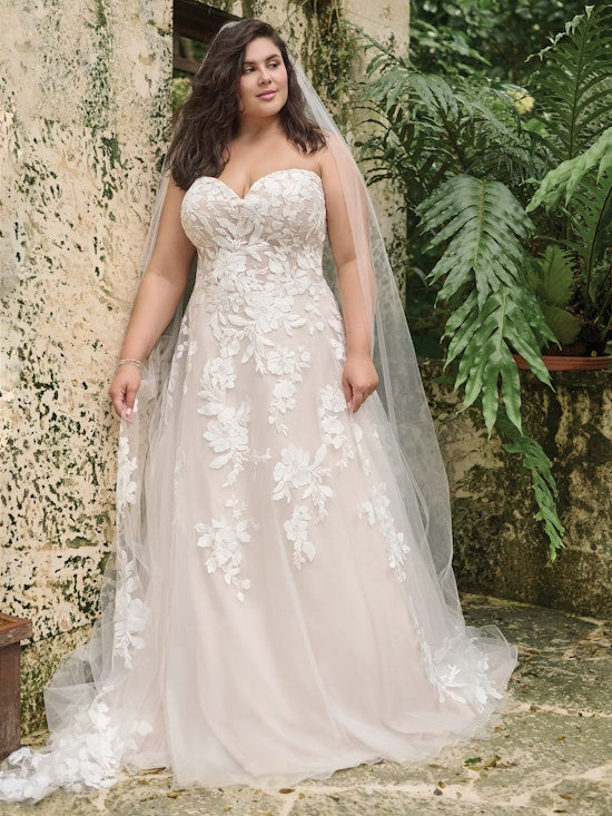 Whispers of Ivory - Blush-Kissed Lace Wedding Gown