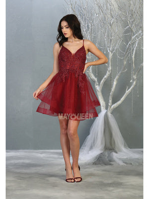 Crimson Romance Lace & Tulle Short Homecoming Dress
