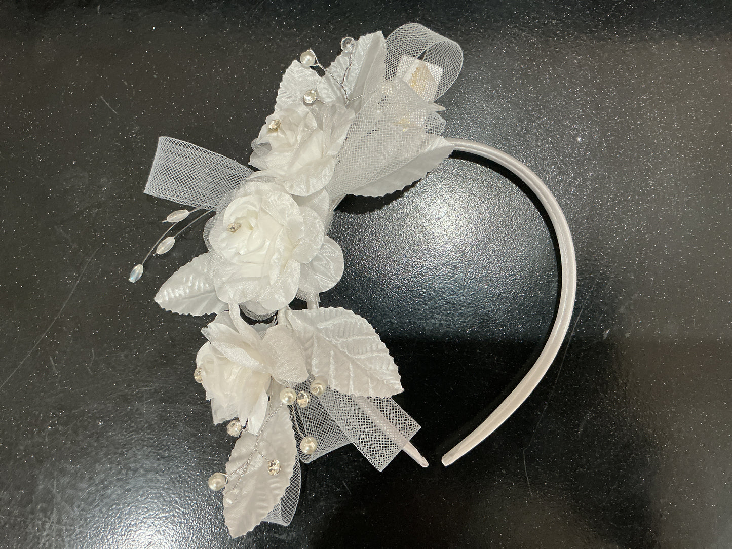 Whispering White Rose Bridal Headband