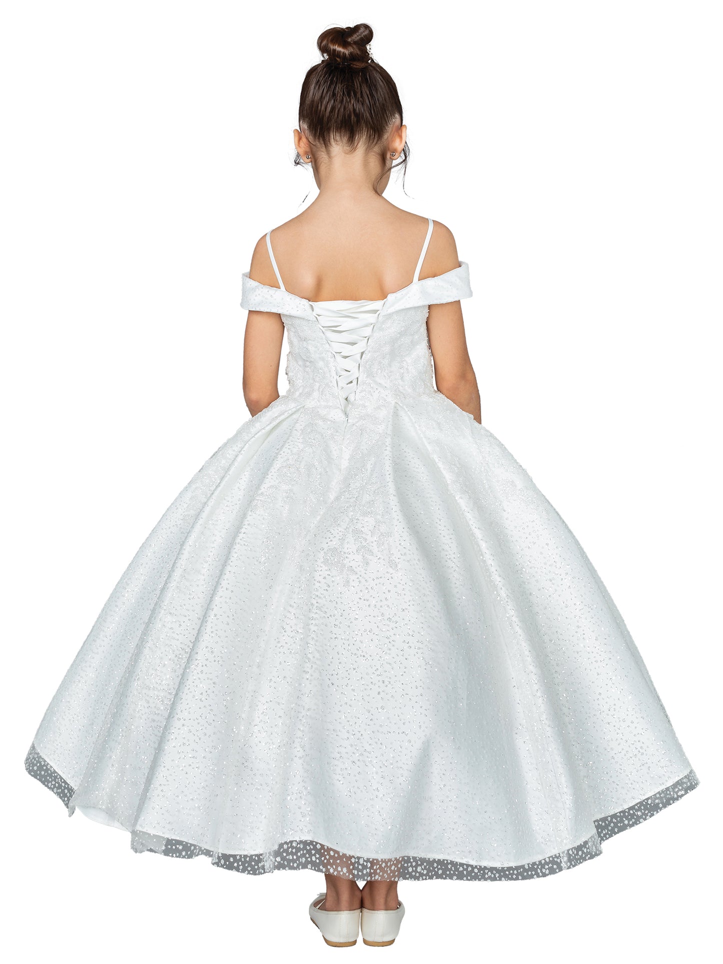 Sparkling Angel: Off-Shoulder Baptism Ball Gown