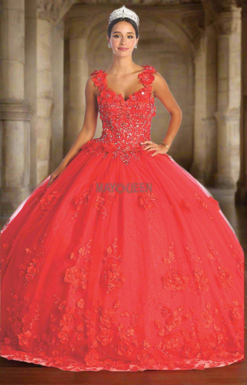 Scarlet Sparkle: A Floral Fantasy Ballgown