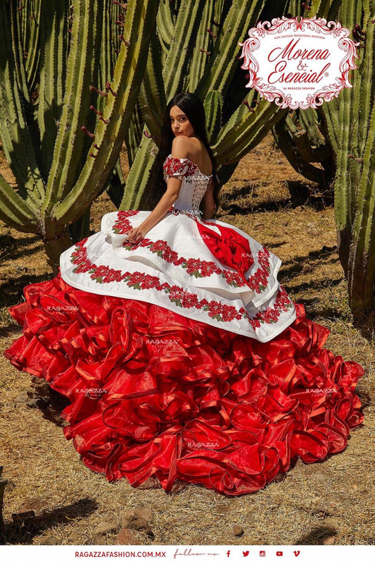 Scarlet Cascade: Ragazza Fashion Tiered Embroidery Dress
