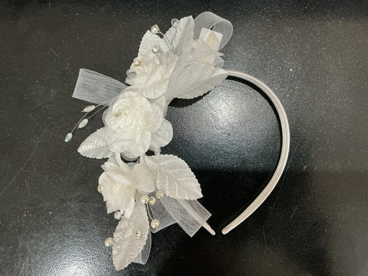 Whispering White Rose Bridal Headband
