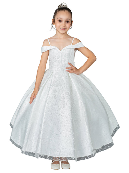 Sparkling Angel: Off-Shoulder Baptism Ball Gown