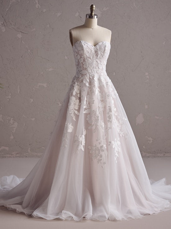 Whispers of Ivory - Blush-Kissed Lace Wedding Gown
