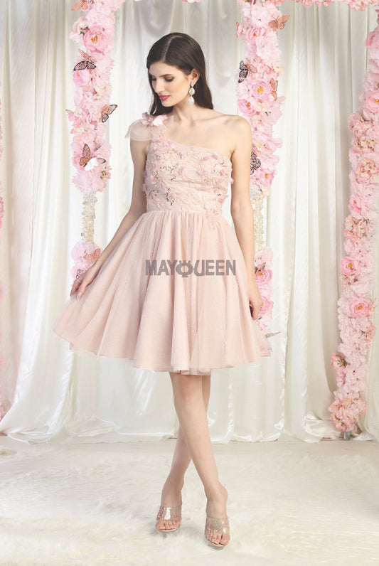 Liana: 3D Floral Lace Deep V-Neck Skater Dress