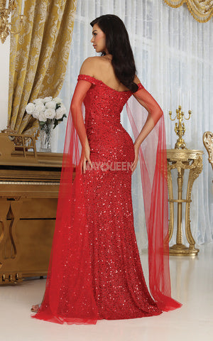 Scarlet Allure: Elegant Evening Gown with a Dramatic Flair
