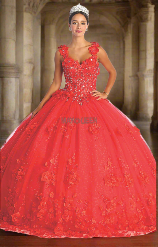 Scarlet Sparkle: A Floral Fantasy Ballgown