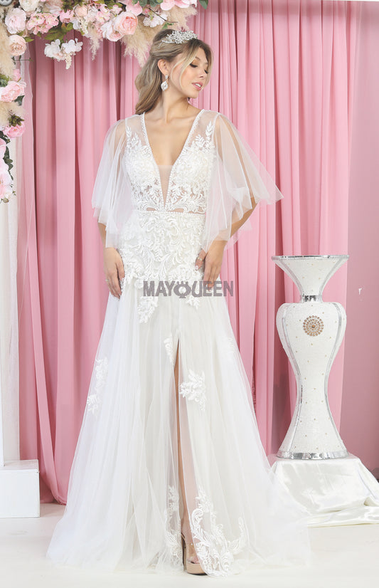 Celestial Radiance: Beaded A-Line Wedding Gown with Cascading Tulle