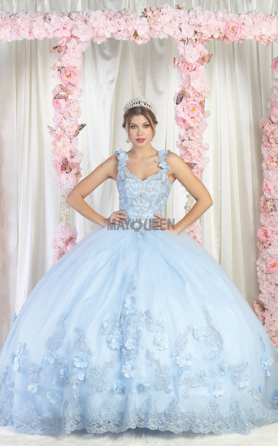 Enchanting in Blue: A Floral Fantasy Ball Gown