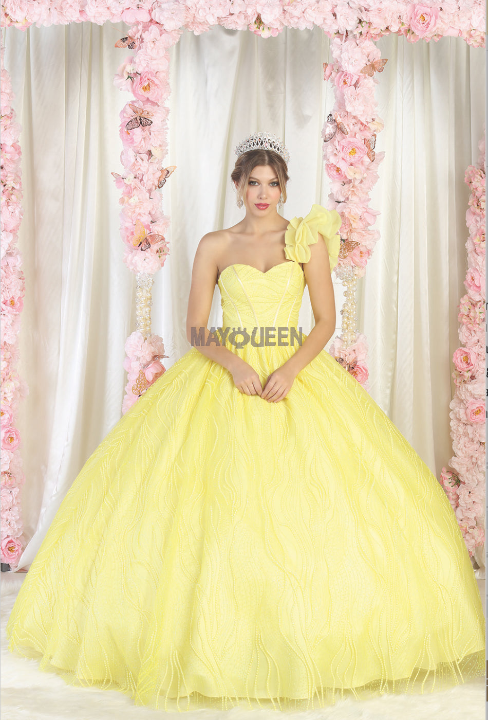 Golden Hour Floral Quinceañera Dress