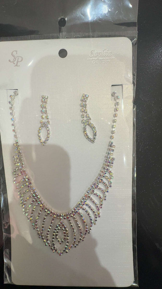 "Aurora Cascade" Iridescent Rhinestone Jewelry Set