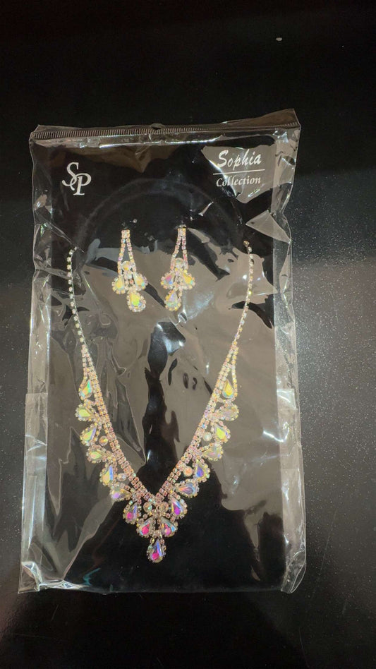 Aurora's Tear: Iridescent Crystal Jewelry Set