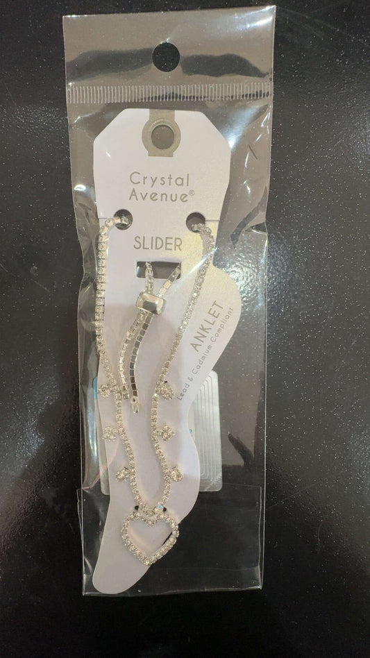 Heart's Whisper: Crystal Avenue Slider Anklet