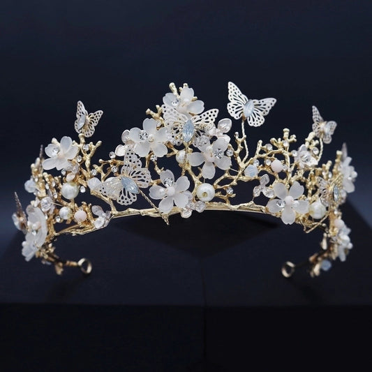 "Monarch's Crown: Handcrafted Butterfly Tiara"