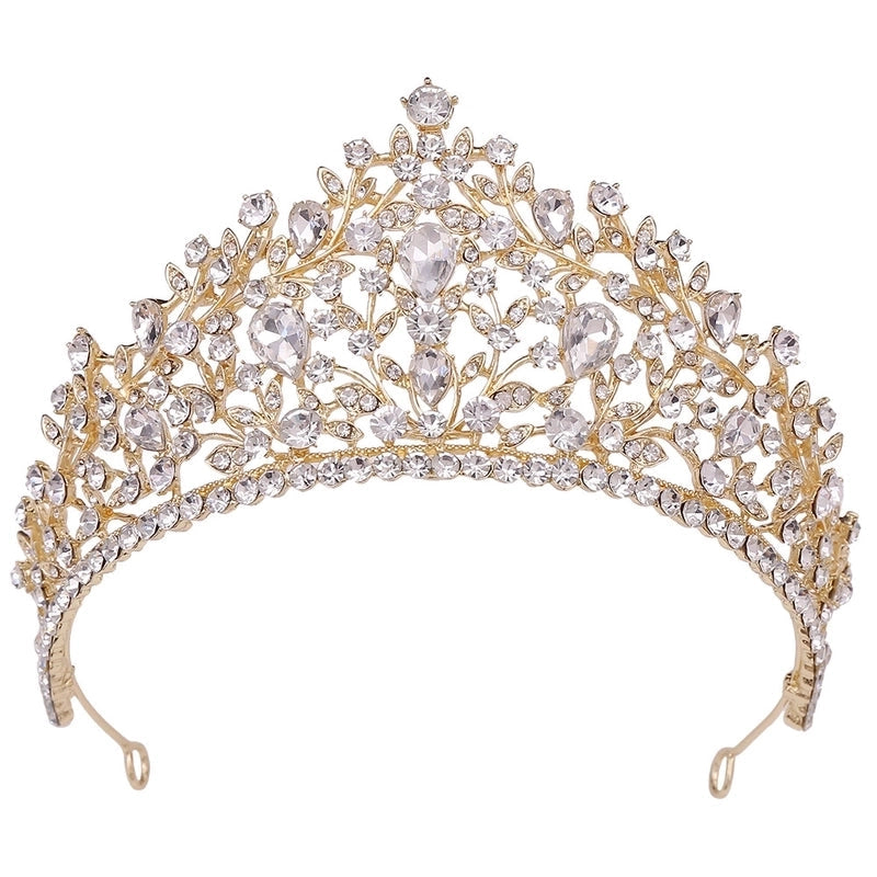 Golden Laurel Majesty: Crystal Leaf Tiara