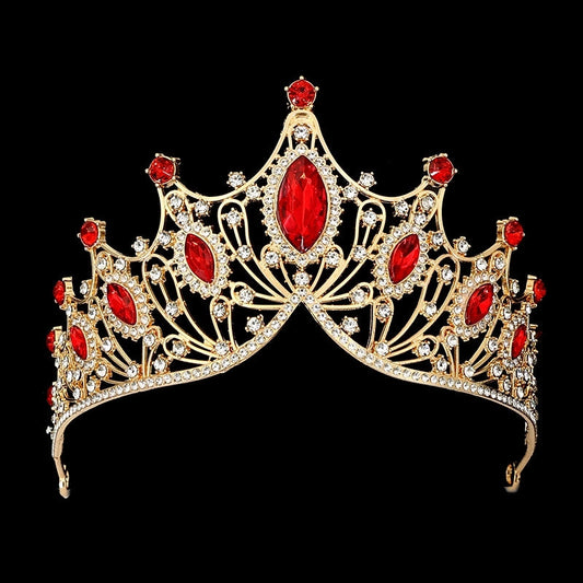 Crimson Reign: Ruby and Rhinestone Tiara