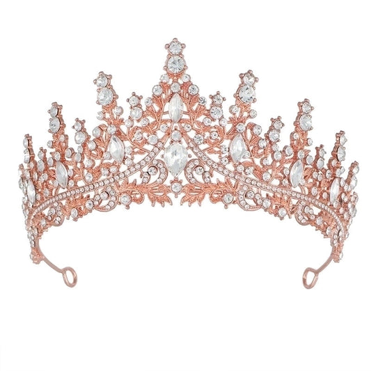 Celestial Dawn: Rose Gold Crystal Filigree Tiara