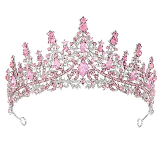 Whispering Rose: Silver and Light Pink Crystal Tiara