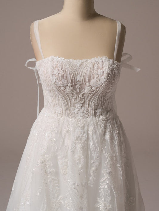 "Moonlit Serenade" - Ivory & Silver Embroidered Wedding Gown