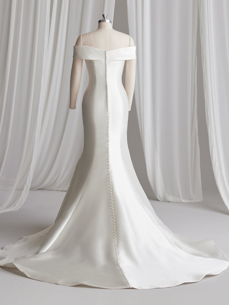Josie: Off-the-Shoulder Satin Mermaid Bridal Gown with Chapel Train